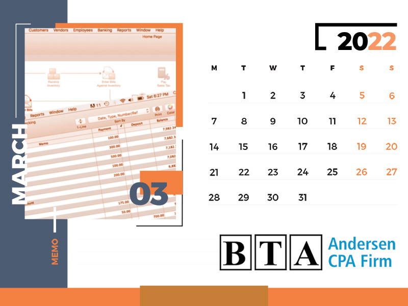 March 2022 Calendar graphic