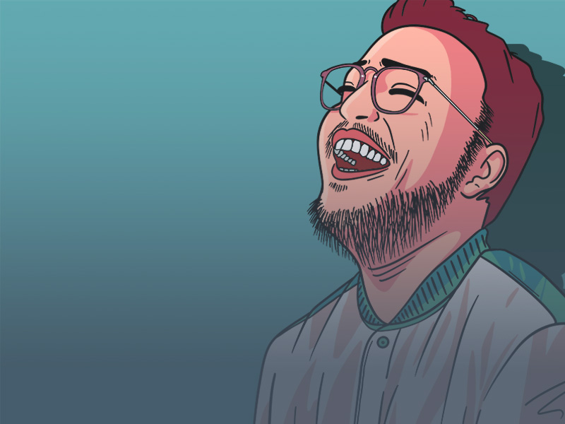 man laughing illustration