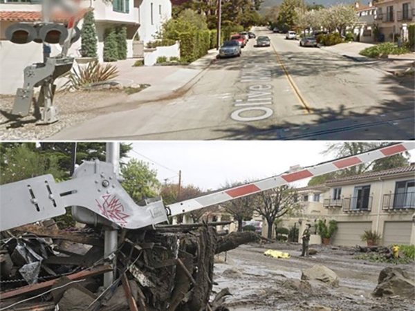 Montecito floods in 2018 - before and after shot