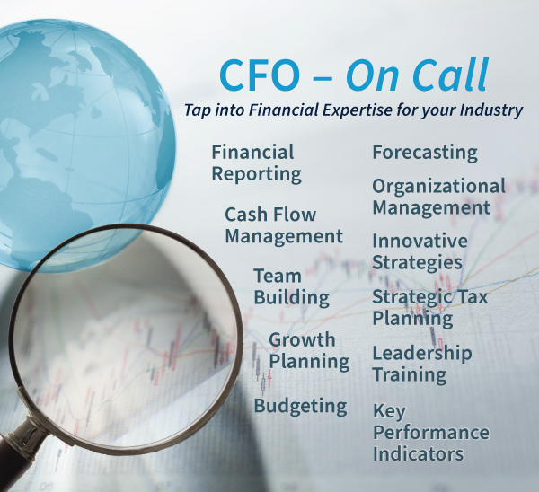 CFO On Call graphic with the service areas highlighted